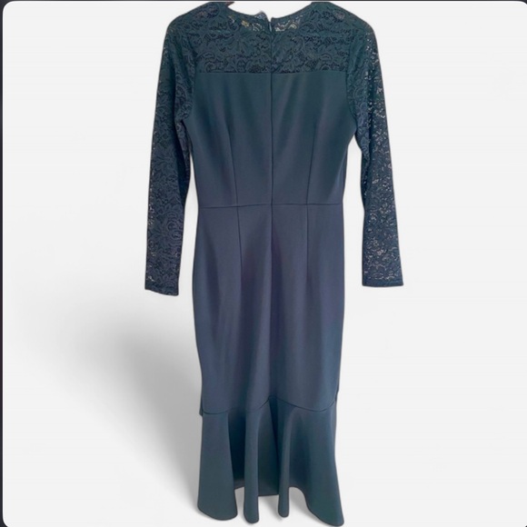 Knitee Women’s Long Sleeve Lace Midi Dress Black Size Medium - Picture 3 of 8